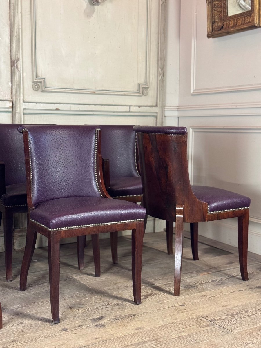 Suite Of 4 Artdeco Chairs And 4 Armchairs In Rosewood Circa 1930-photo-3