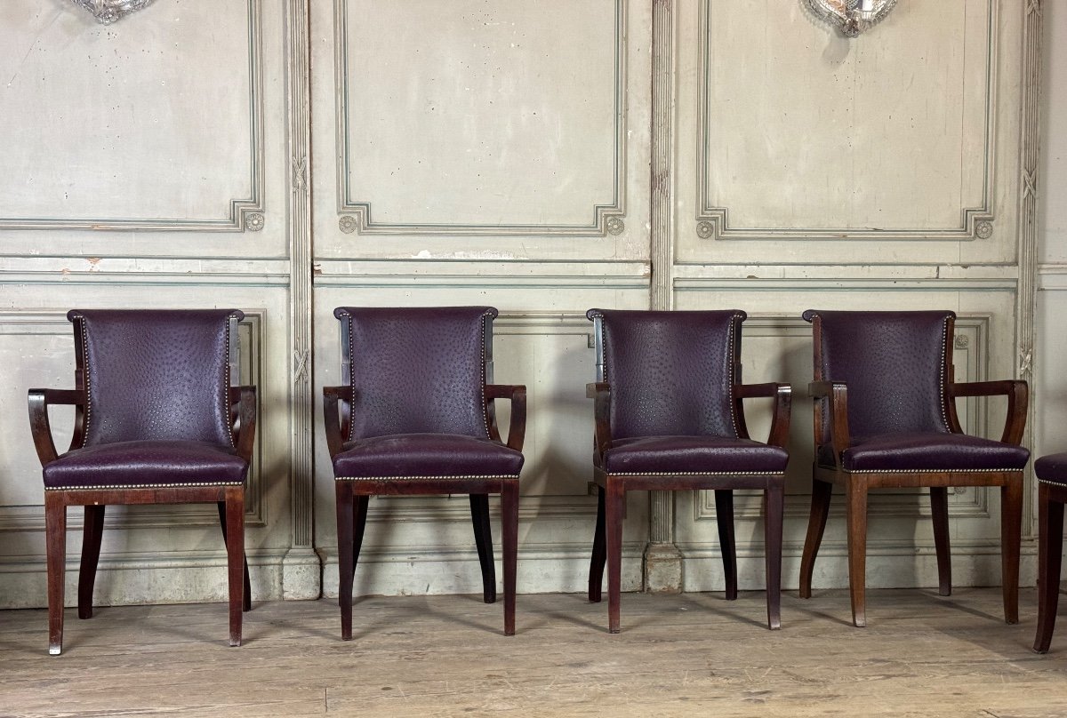 Suite Of 4 Artdeco Chairs And 4 Armchairs In Rosewood Circa 1930-photo-5