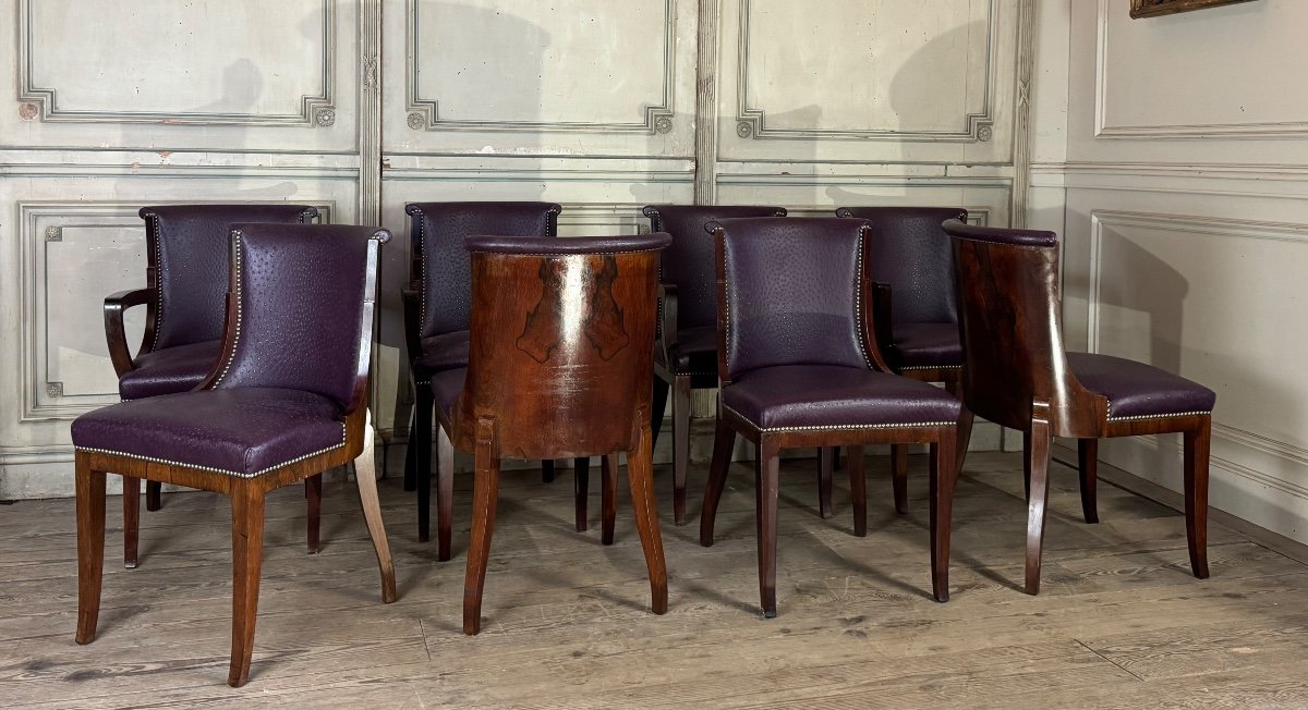 Suite Of 4 Artdeco Chairs And 4 Armchairs In Rosewood Circa 1930