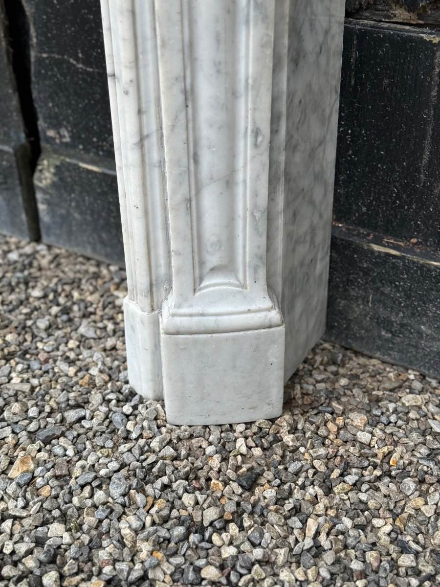 Louis XV Style Fireplace In White Carrara Marble Circa 1880-photo-2