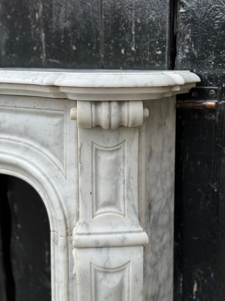 Louis XV Style Fireplace In White Carrara Marble Circa 1880-photo-3