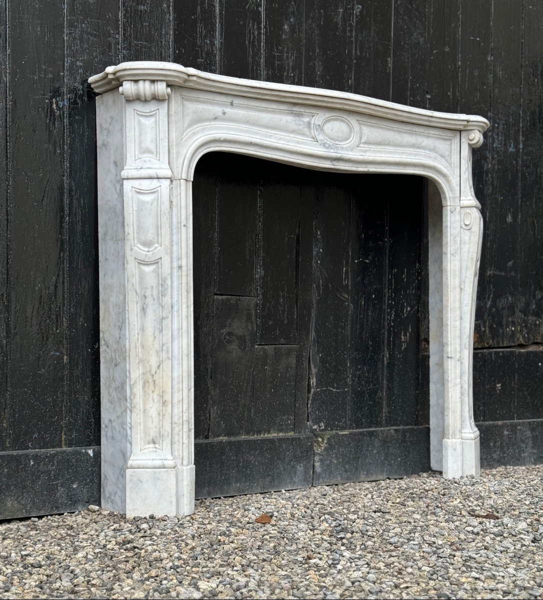 Louis XV Style Fireplace In White Carrara Marble Circa 1880-photo-3