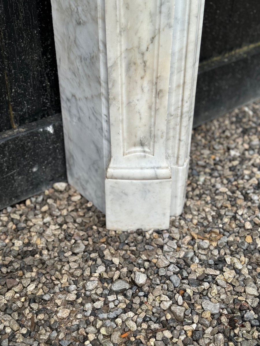 Louis XV Style Fireplace In White Carrara Marble Circa 1880-photo-6