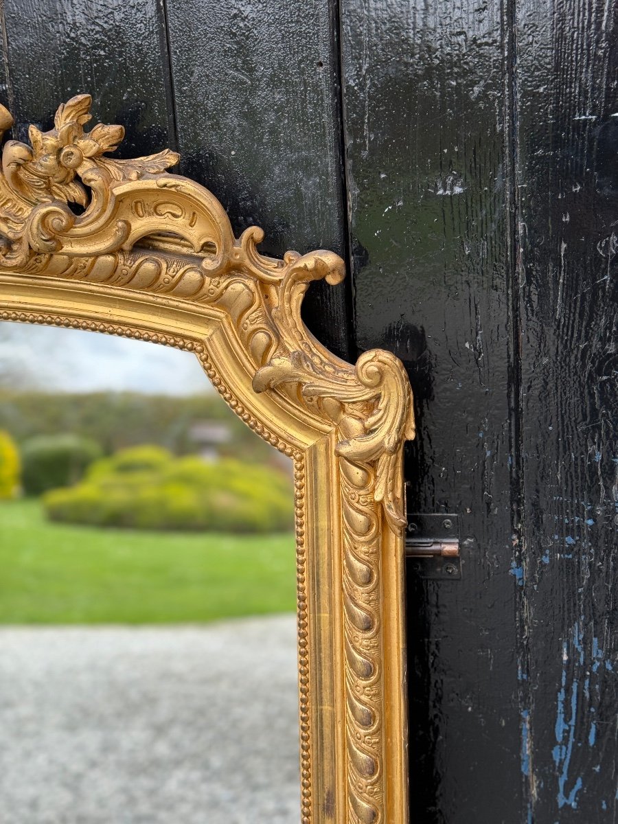 Louis XV Style Mirror In Golden Stuccoed Wood Circa 1880 -photo-3