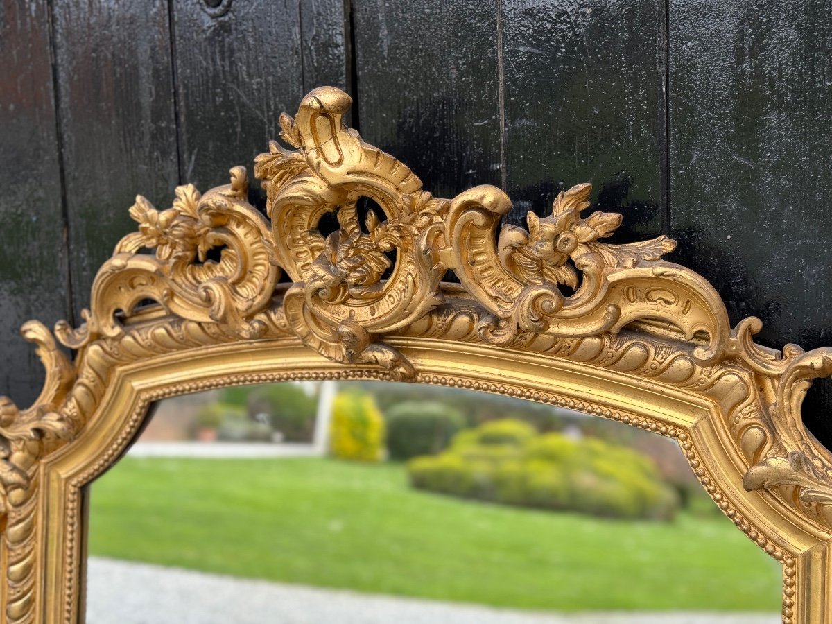 Louis XV Style Mirror In Golden Stuccoed Wood Circa 1880 -photo-4