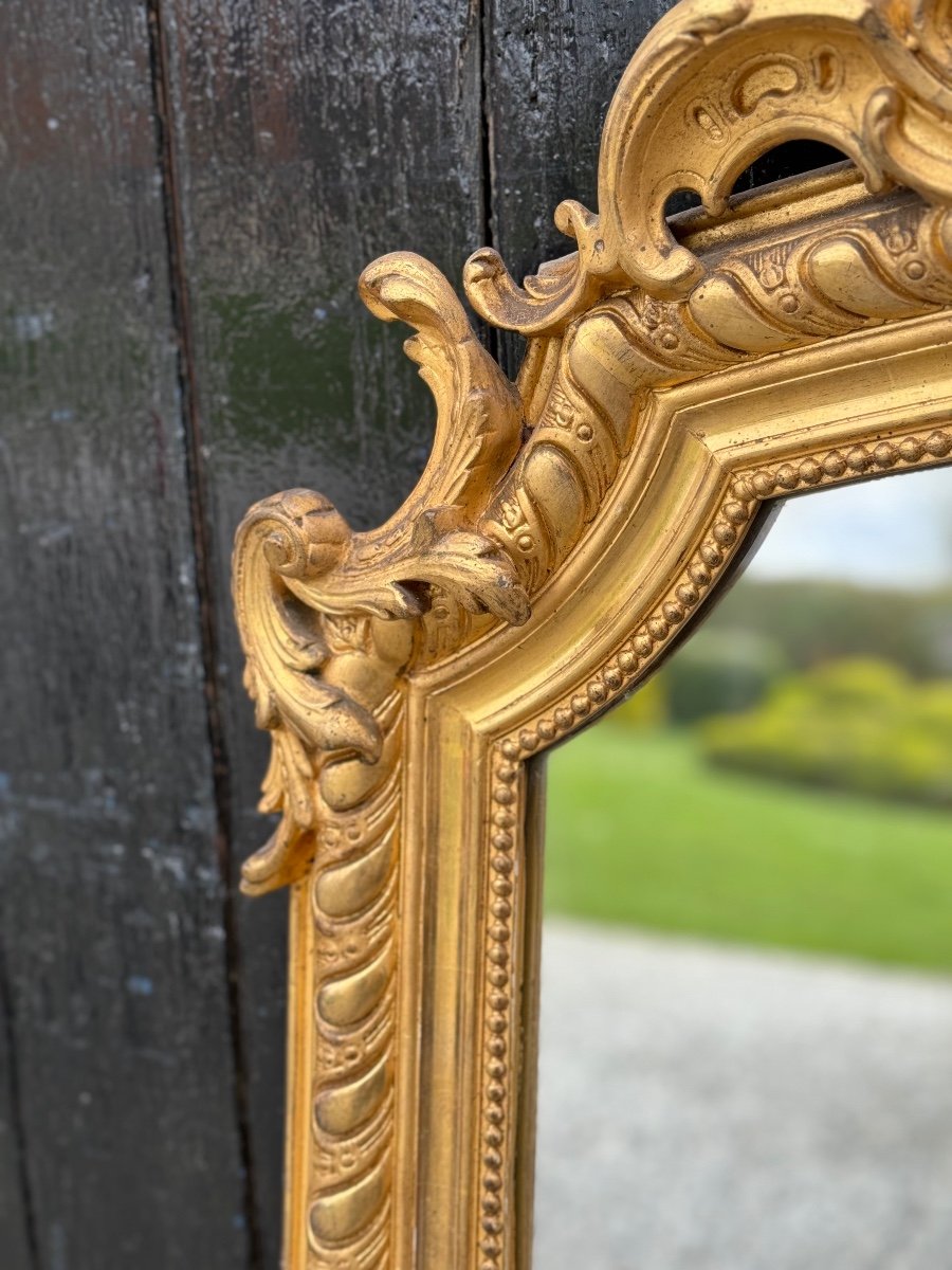 Louis XV Style Mirror In Golden Stuccoed Wood Circa 1880 -photo-5
