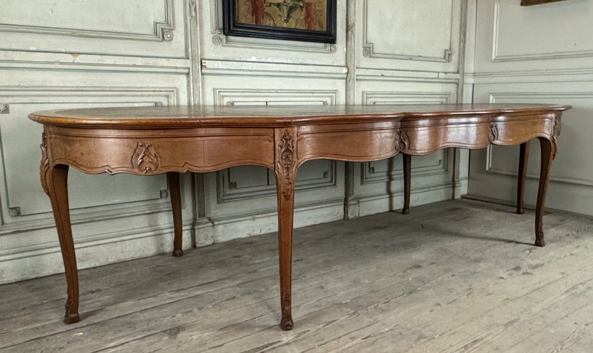 Louis XV Style Console Table Or Library Table In Carved Oak, Circa 1880-photo-3