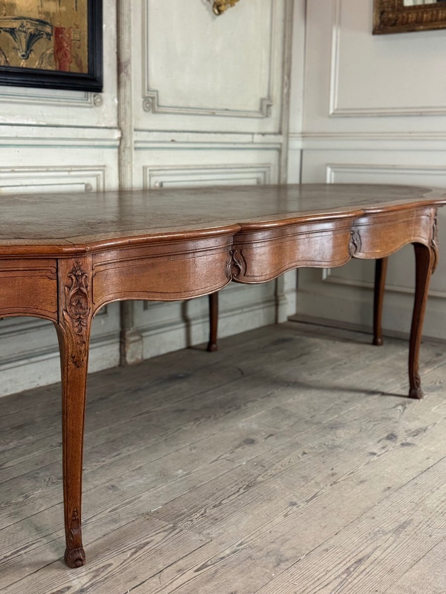 Louis XV Style Console Table Or Library Table In Carved Oak, Circa 1880-photo-1