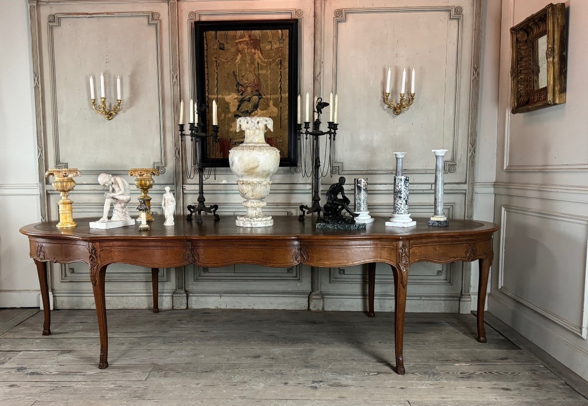 Louis XV Style Console Table Or Library Table In Carved Oak, Circa 1880-photo-6