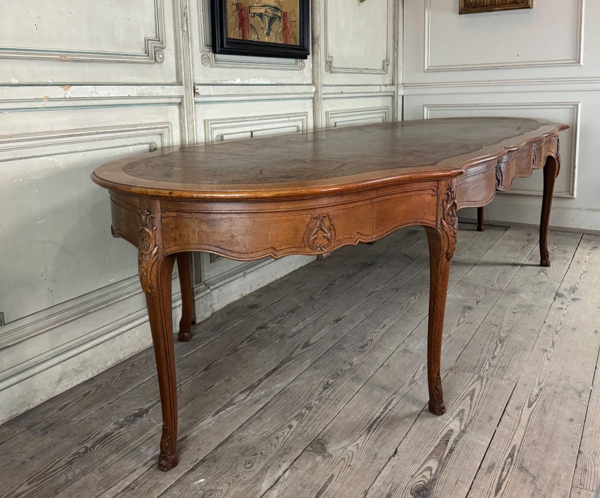 Louis XV Style Console Table Or Library Table In Carved Oak, Circa 1880-photo-4