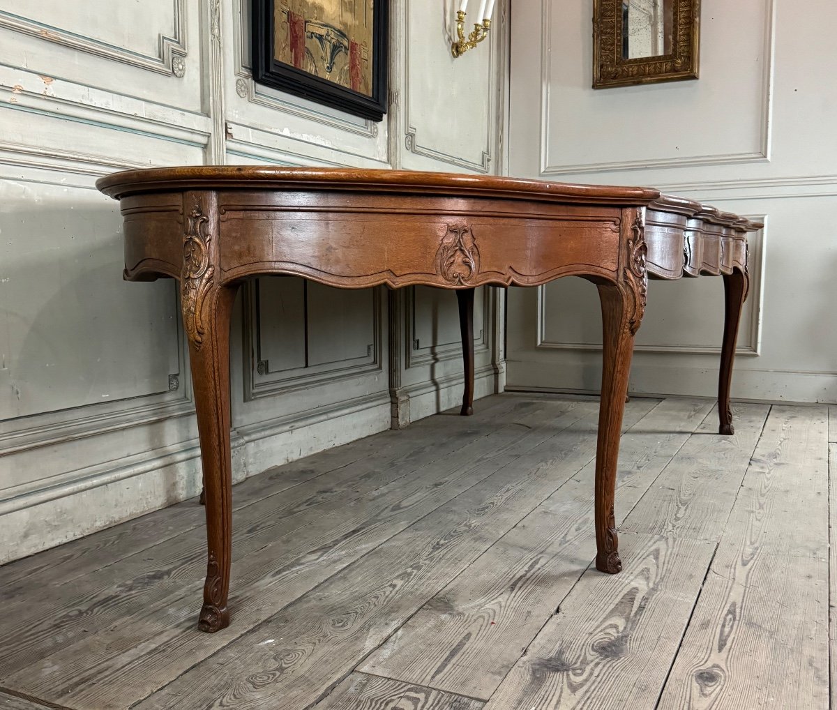 Louis XV Style Console Table Or Library Table In Carved Oak, Circa 1880-photo-5
