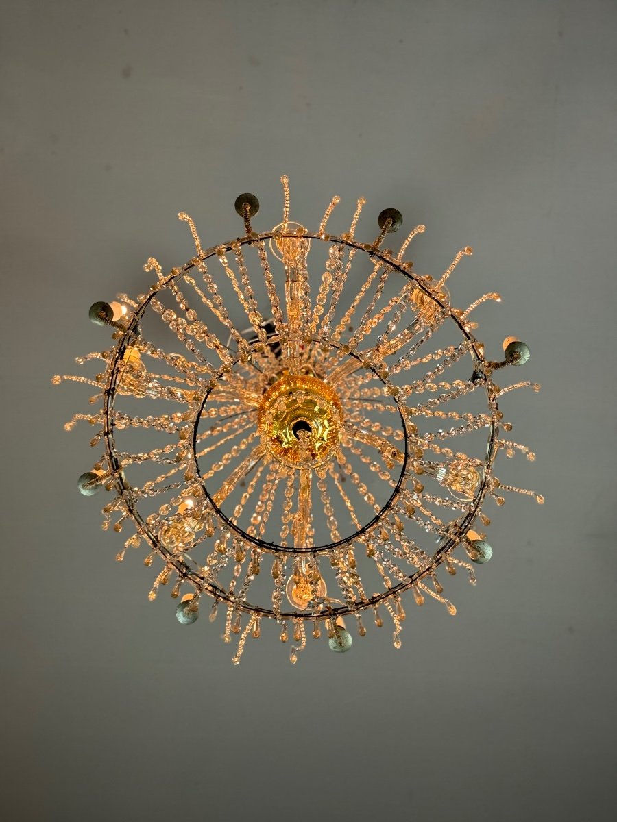 Chandelier Sac De Perle  In Cut Crystal Circa 1800-photo-3