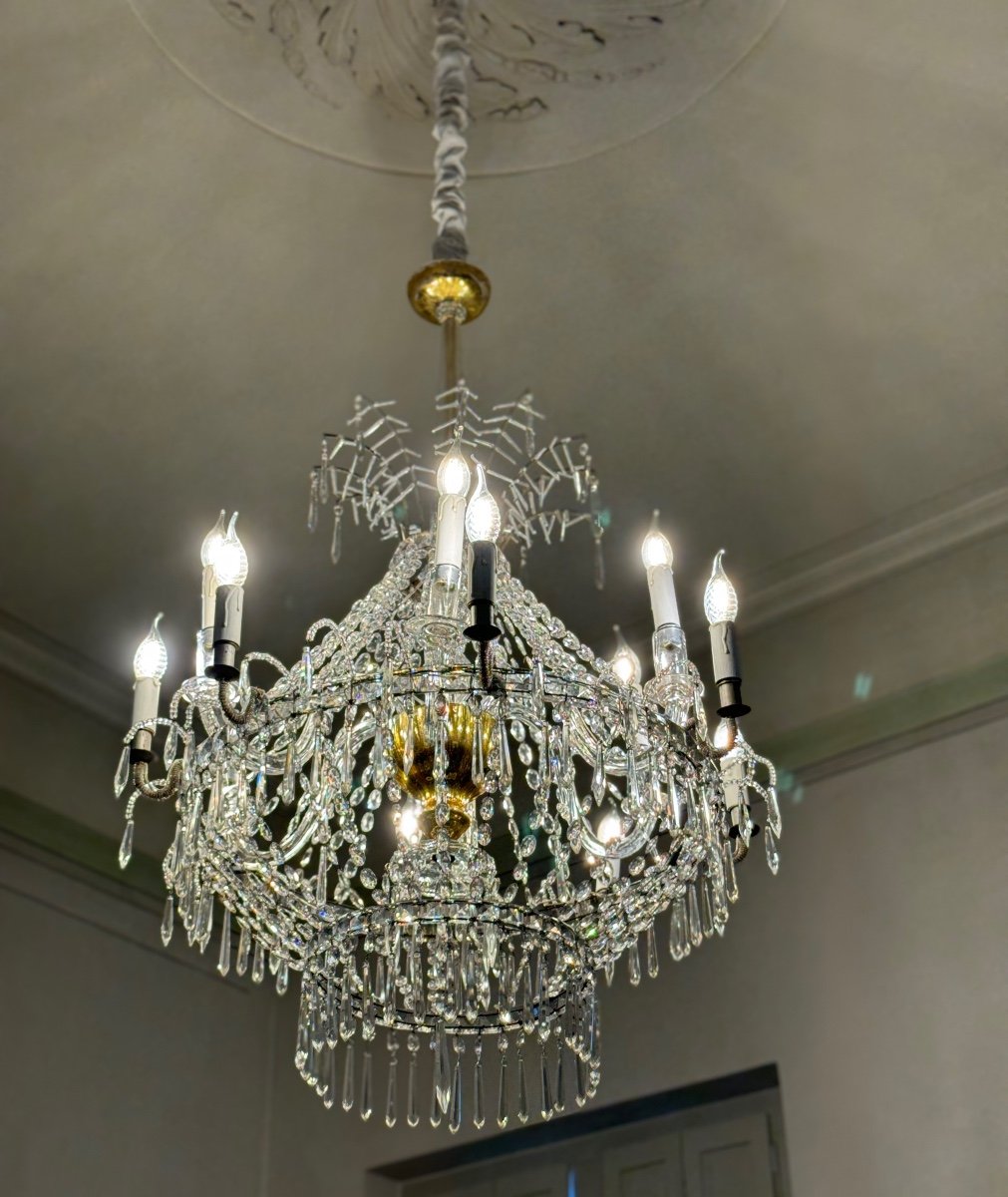 Chandelier Sac De Perle  In Cut Crystal Circa 1800-photo-2