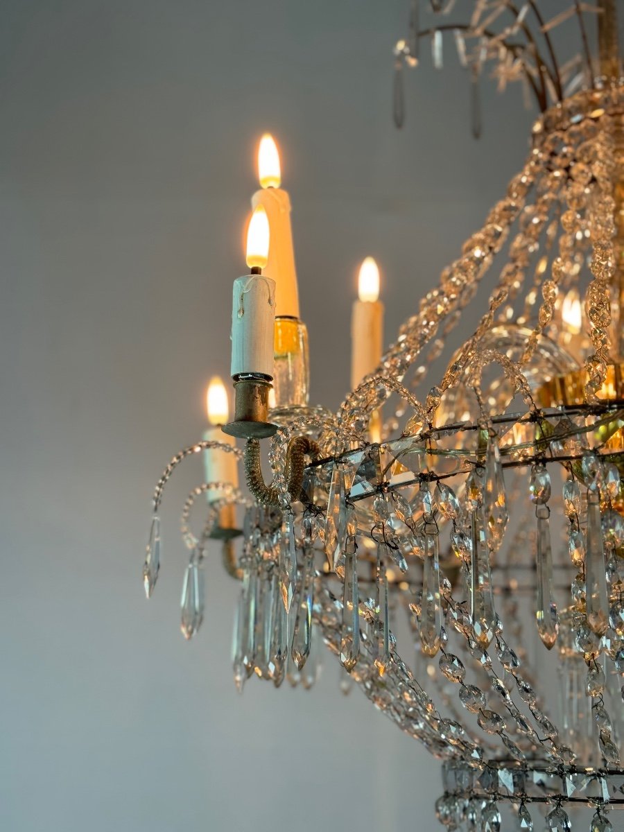 Chandelier Sac De Perle  In Cut Crystal Circa 1800-photo-4