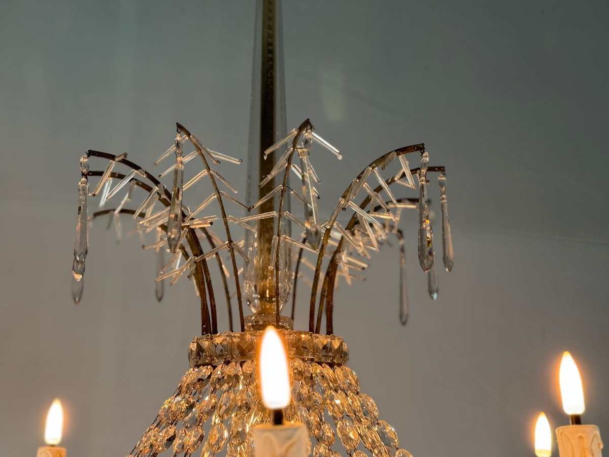 Chandelier Sac De Perle  In Cut Crystal Circa 1800-photo-6