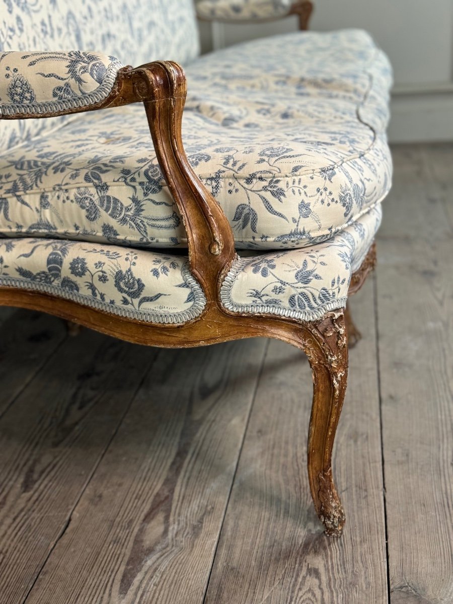 Banquette Louis XV En Bois Sculpté Patine Chêné XVIIIème Siècle-photo-3