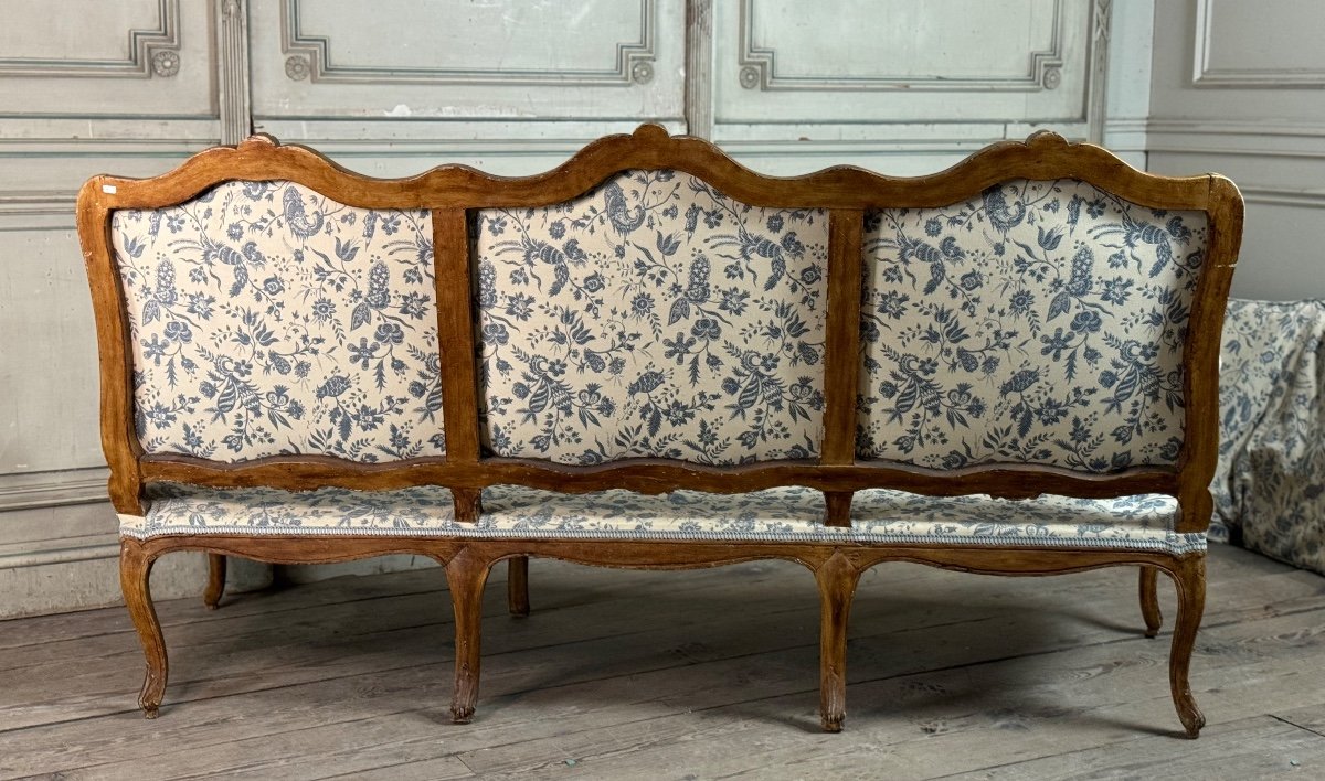 Banquette Louis XV En Bois Sculpté Patine Chêné XVIIIème Siècle-photo-2