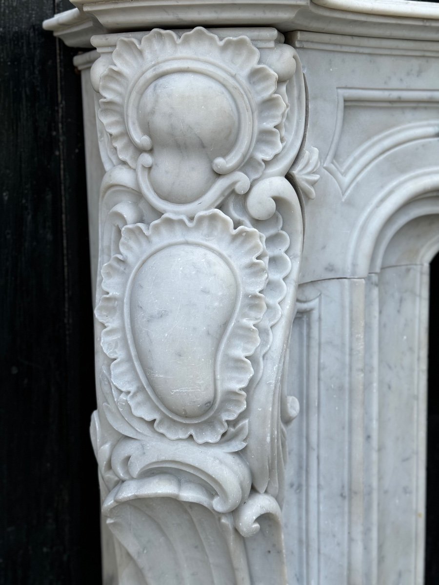 Impressive Louis XV Style Fireplace In Carrara Marble Circa 1880-photo-3