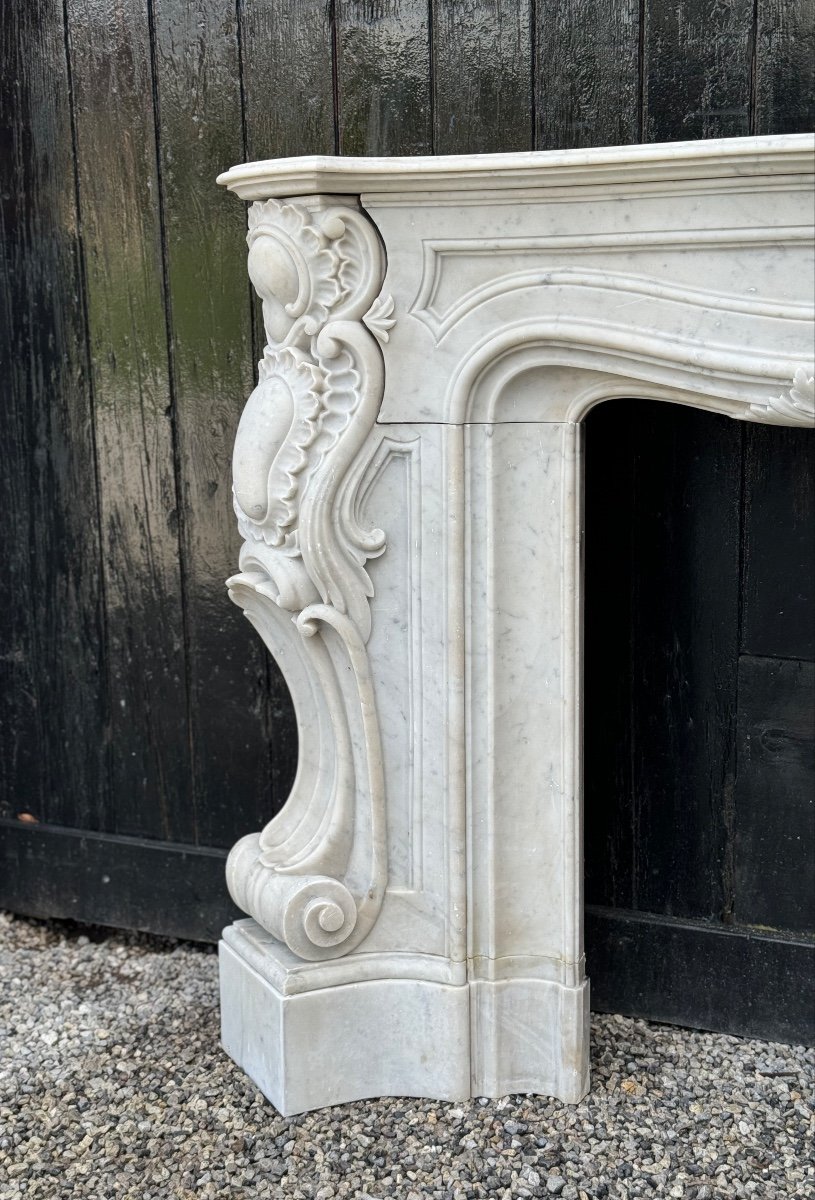 Impressive Louis XV Style Fireplace In Carrara Marble Circa 1880-photo-2