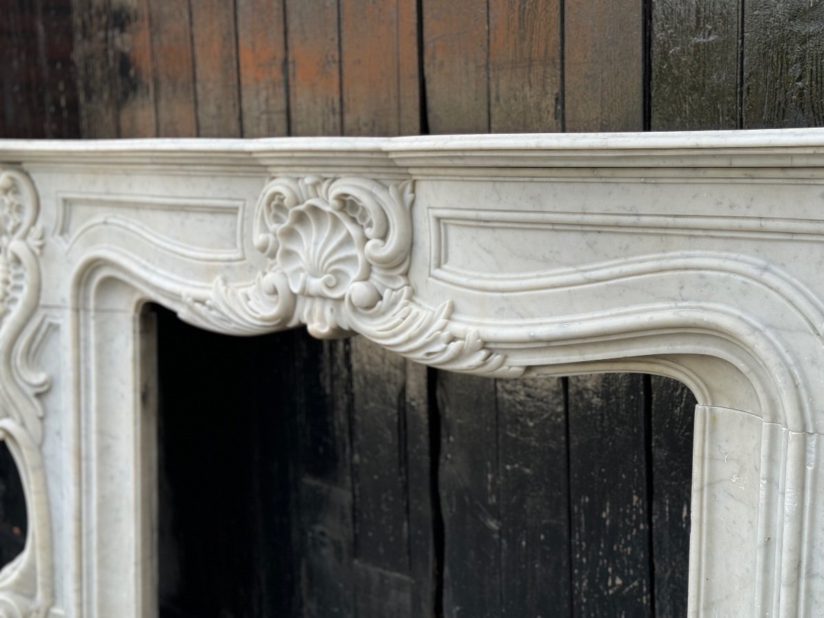 Impressive Louis XV Style Fireplace In Carrara Marble Circa 1880-photo-4