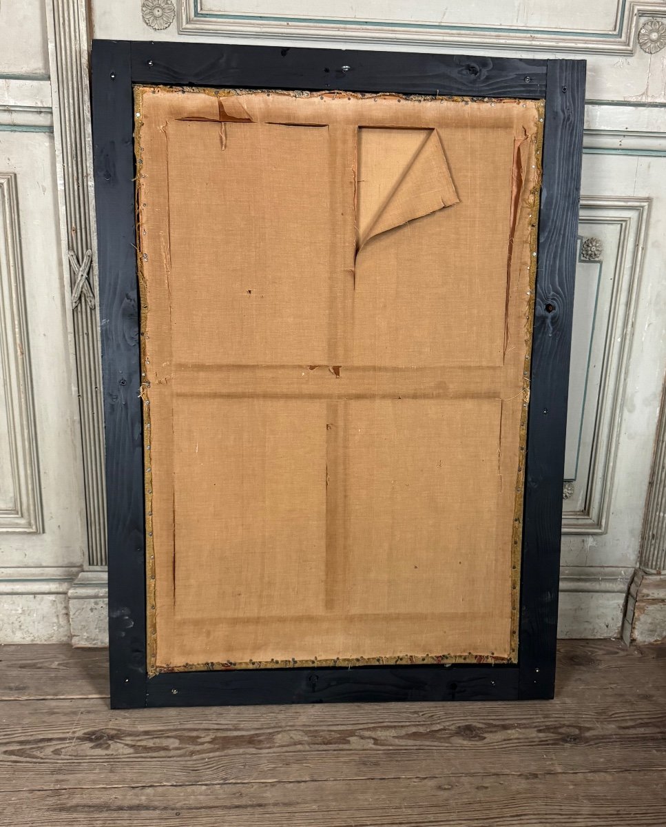 Tapisserie En Laine Et Soie, Jeune Femme Sous Un Dais, XVIIIème Siècle -photo-2