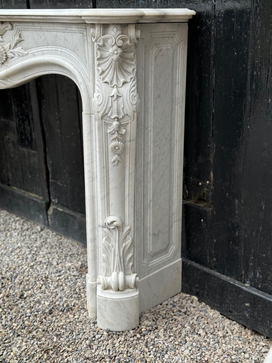Remarkable Louis XV Style Fireplace In White Carrara Marble Circa 1880-photo-1