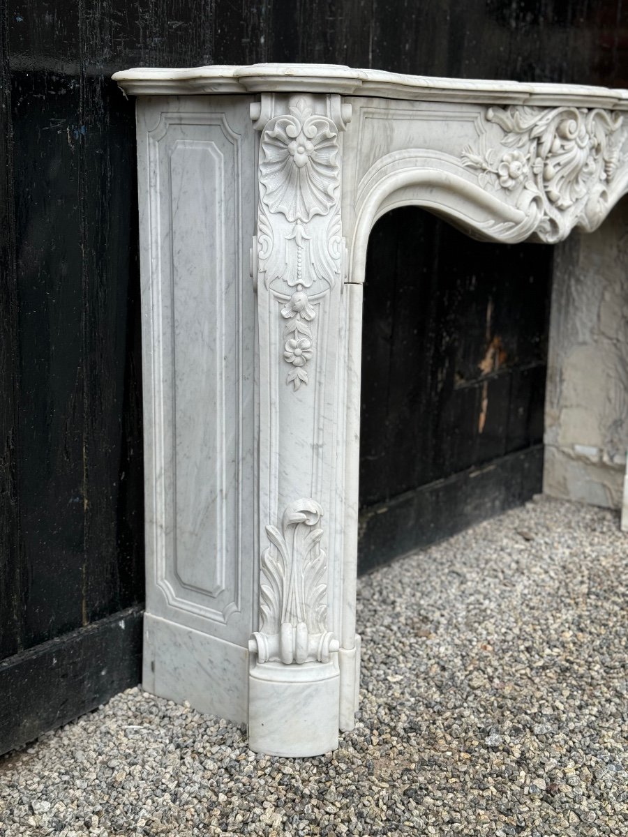 Remarkable Louis XV Style Fireplace In White Carrara Marble Circa 1880-photo-3