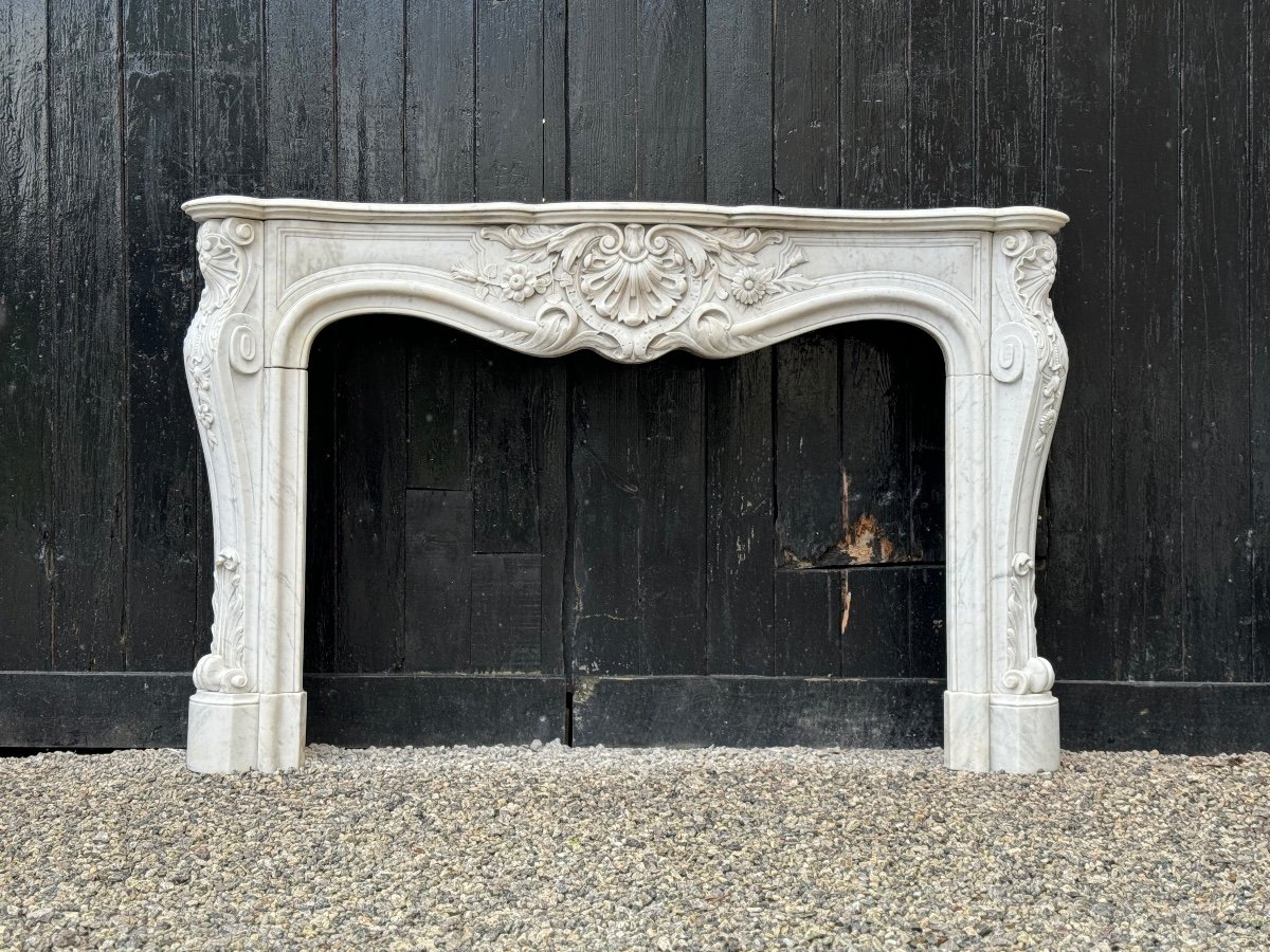 Remarkable Louis XV Style Fireplace In White Carrara Marble Circa 1880-photo-7