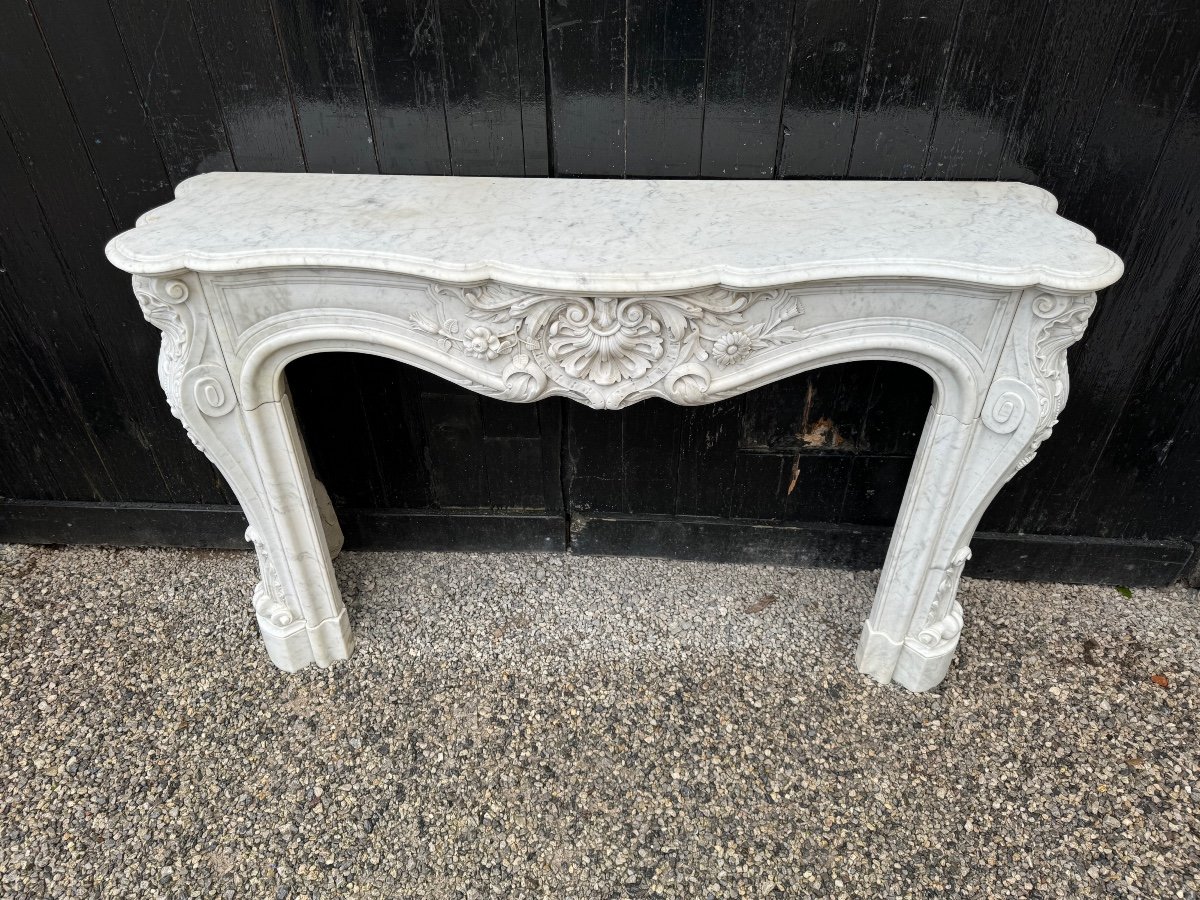 Remarkable Louis XV Style Fireplace In White Carrara Marble Circa 1880-photo-8