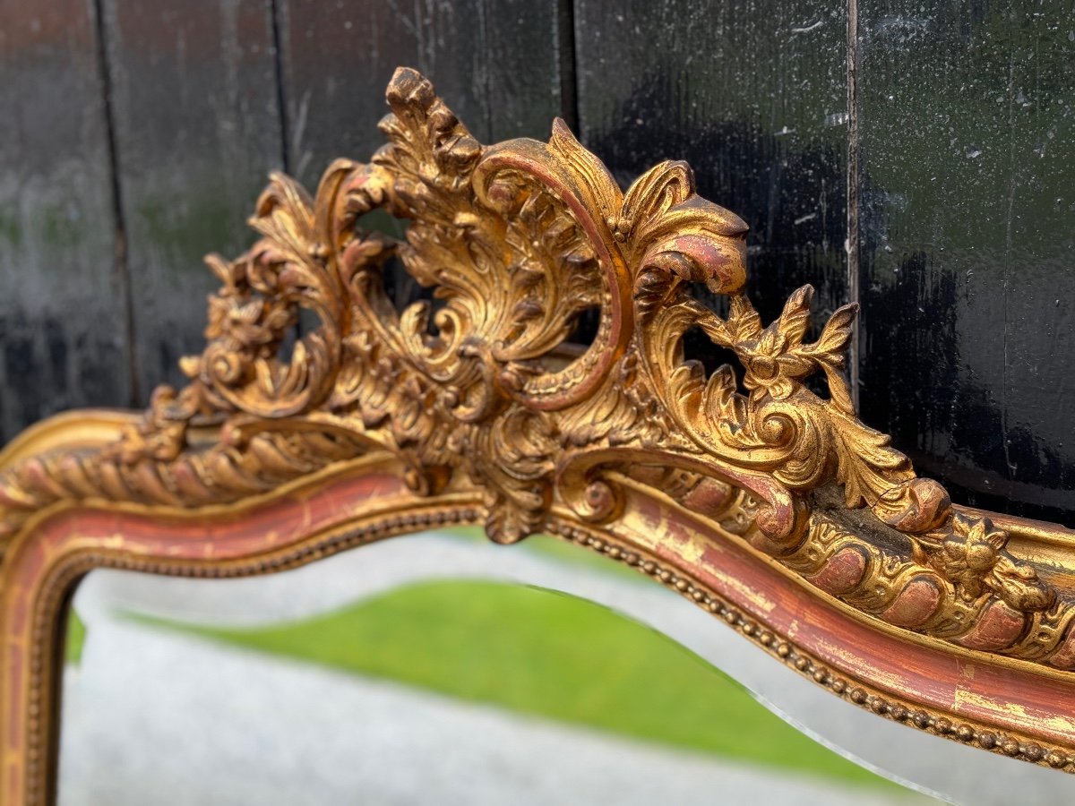 Louis XV Style Mirror In Stuccoed And Gilded Wood Circa 1880-photo-4