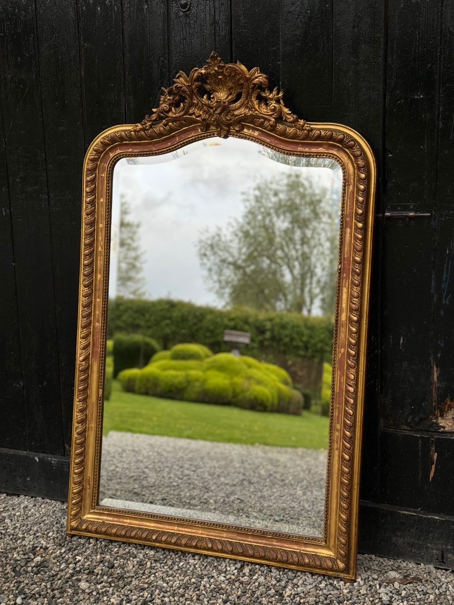 Louis XV Style Mirror In Stuccoed And Gilded Wood Circa 1880-photo-5