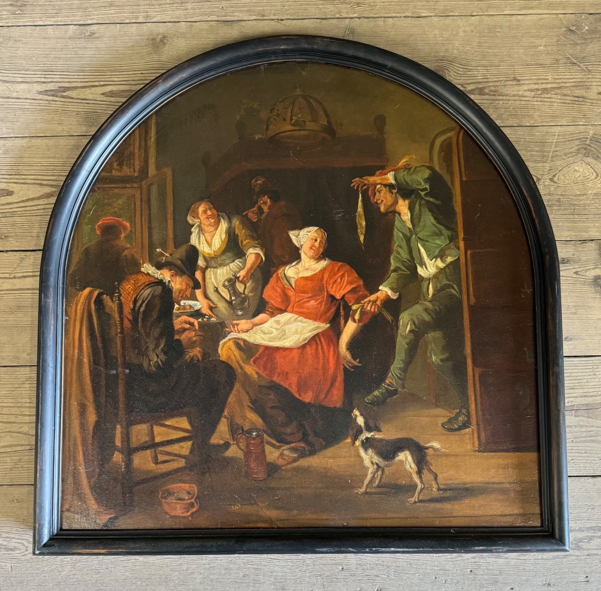 Animated Scene In A Tavern, Oil On Canvas, 19th Century