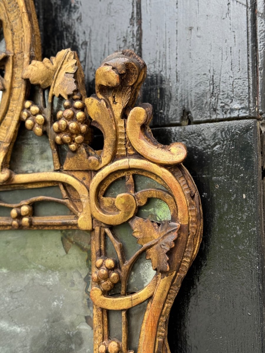 Large Louis XV Pareclosed Mirror In Carved And Gilded Wood, France 18th Century-photo-1