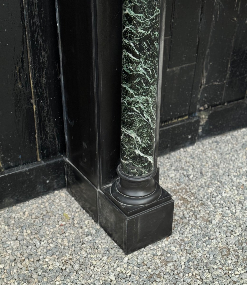 Napoleon III Fireplace In Belgian Black And Green Marble Antiques, Circa 1880-photo-4