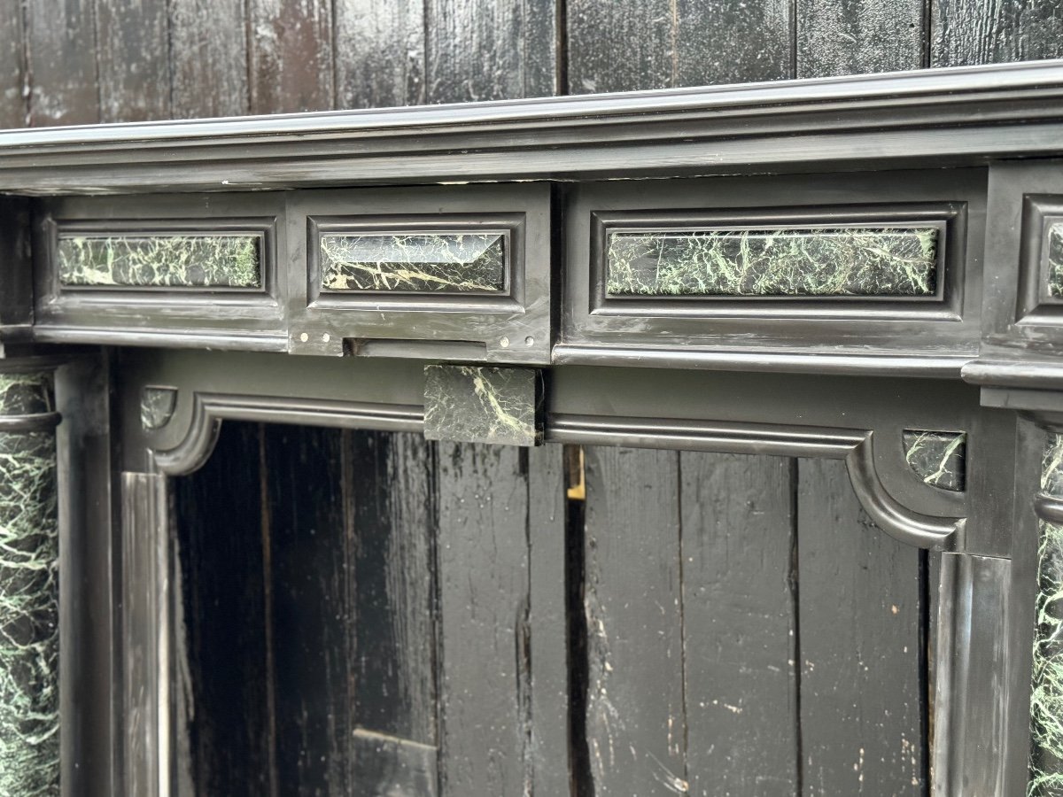 Napoleon III Fireplace In Belgian Black And Green Marble Antiques, Circa 1880-photo-1