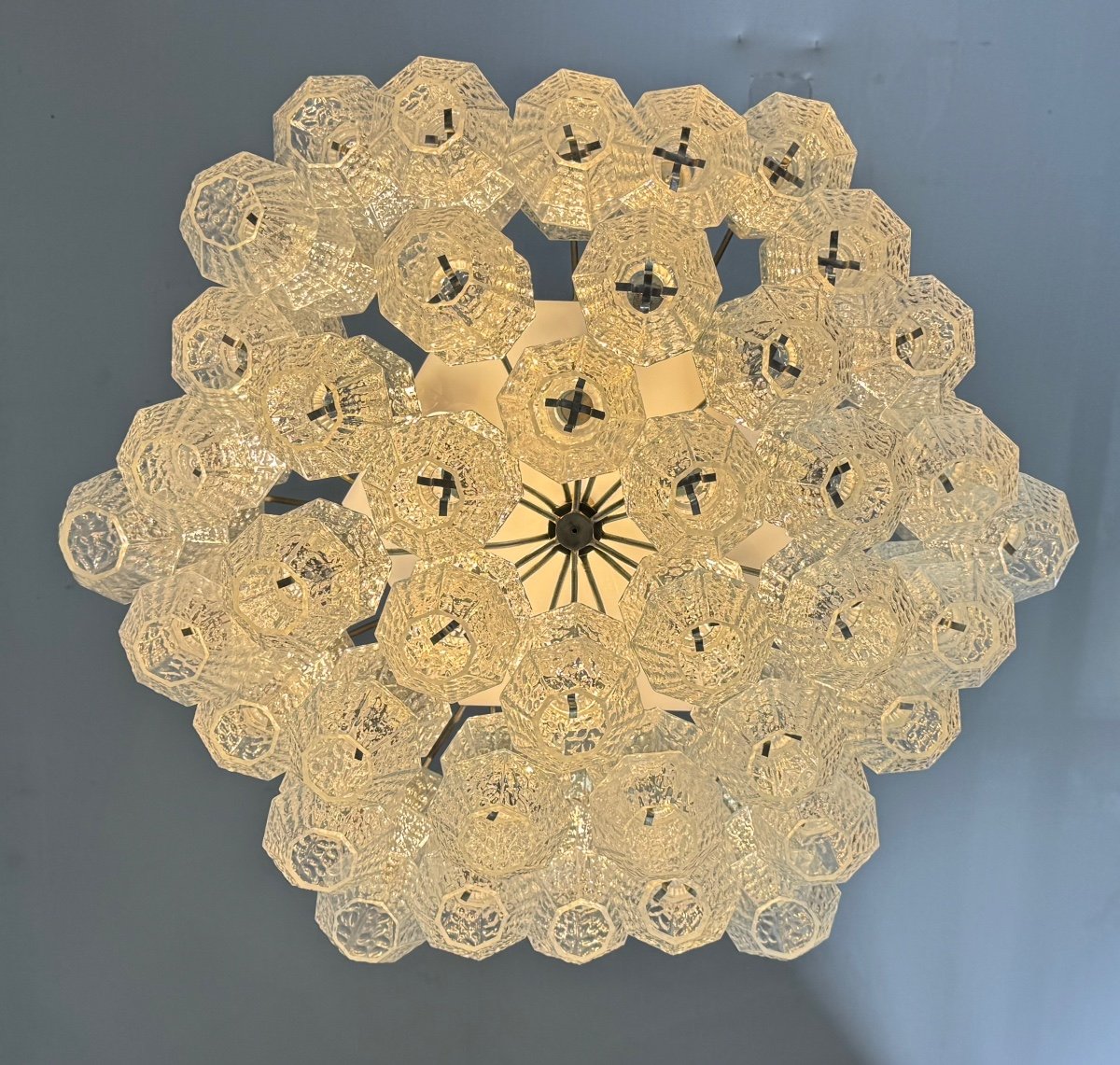 Venetian Chandelier In Colorless Murano Glass Circa 1970-photo-3