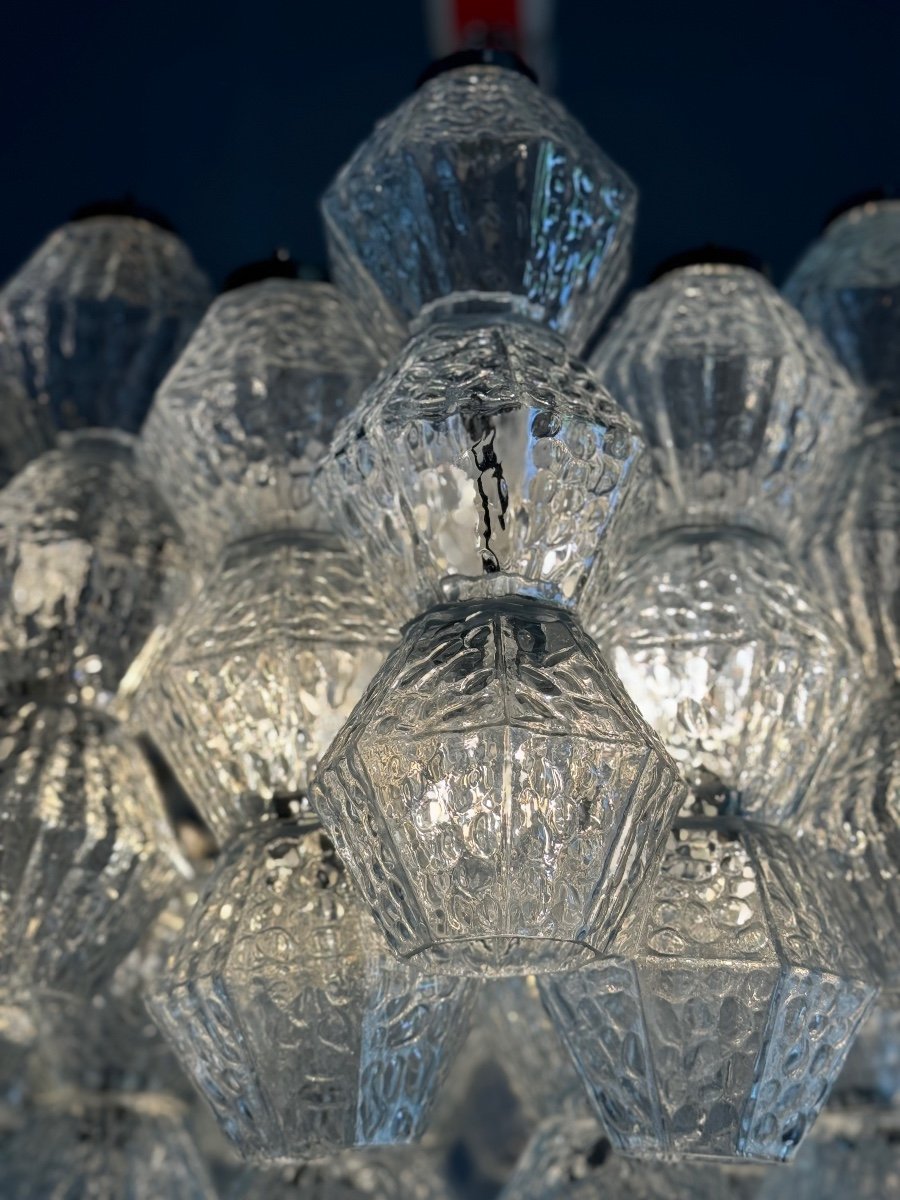 Venetian Chandelier In Colorless Murano Glass Circa 1970-photo-1