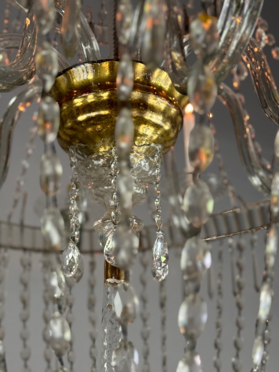  Chandelier, Cut Crystal Navette Tassels, Circa 1800, Height 170cm-photo-5