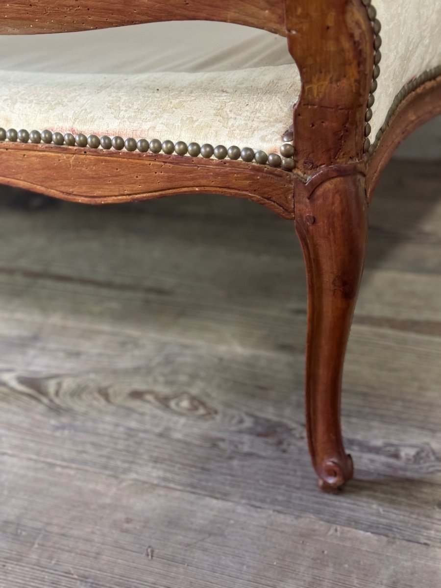 Banquette Louis XV En Bois Sculpté, Estampillé Saint Georges, XVIIIème Siècle -photo-2