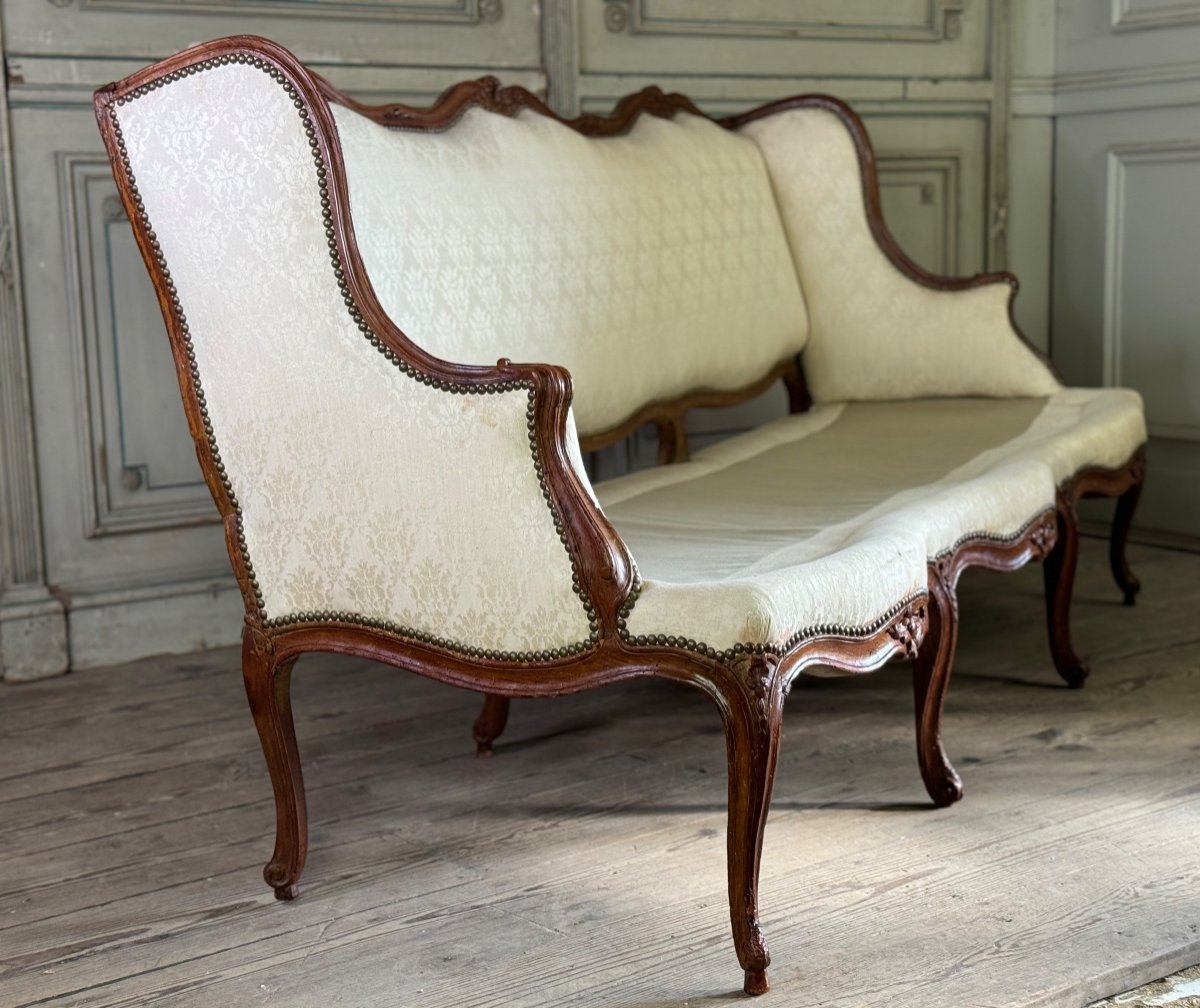 Banquette Louis XV En Bois Sculpté, Estampillé Saint Georges, XVIIIème Siècle -photo-5