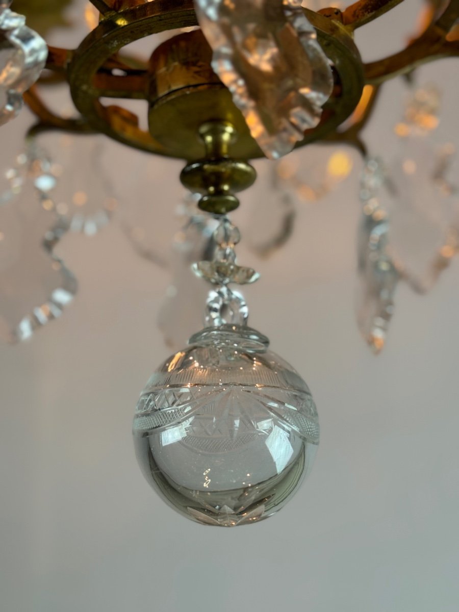 Louis XV Style Cage Chandelier In Gilt Bronze Trimmed With Tassels Circa 1920-photo-6