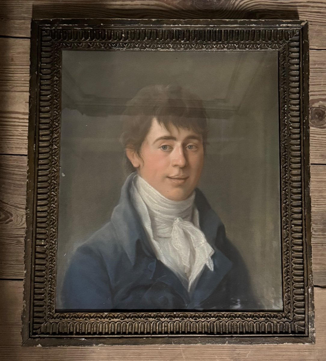 Male Portrait, Pastel In Its Frame, Circa 1800-photo-3