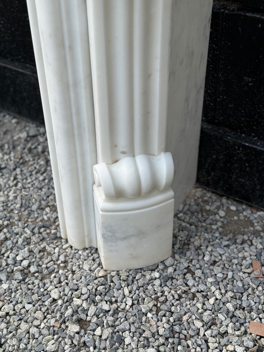 Louis XV Style White Carrara Marble Fireplace Circa 1980 -photo-6