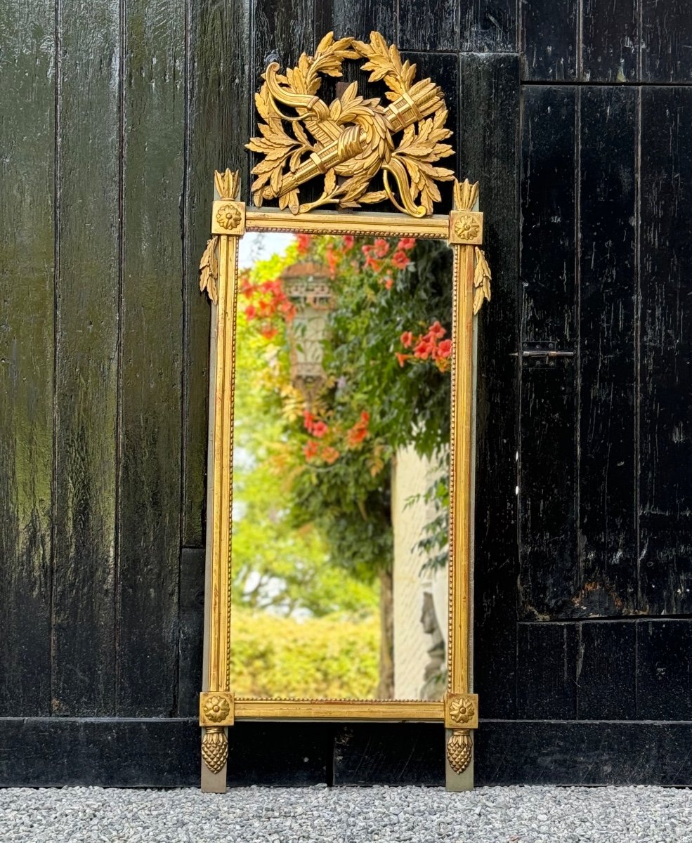 Miroir Louis XVI D’entre-deux En Bois Sculpté Et Doré, Fin Du XVIIIème Siècle