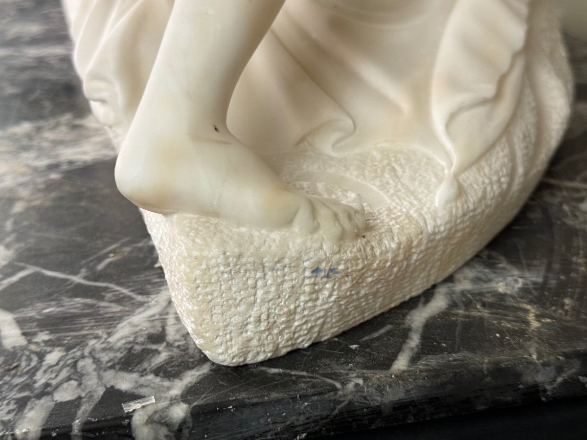 Cupid And Psyche, White Carrara Marble Sculpture After Canova, Circa 1880-photo-3