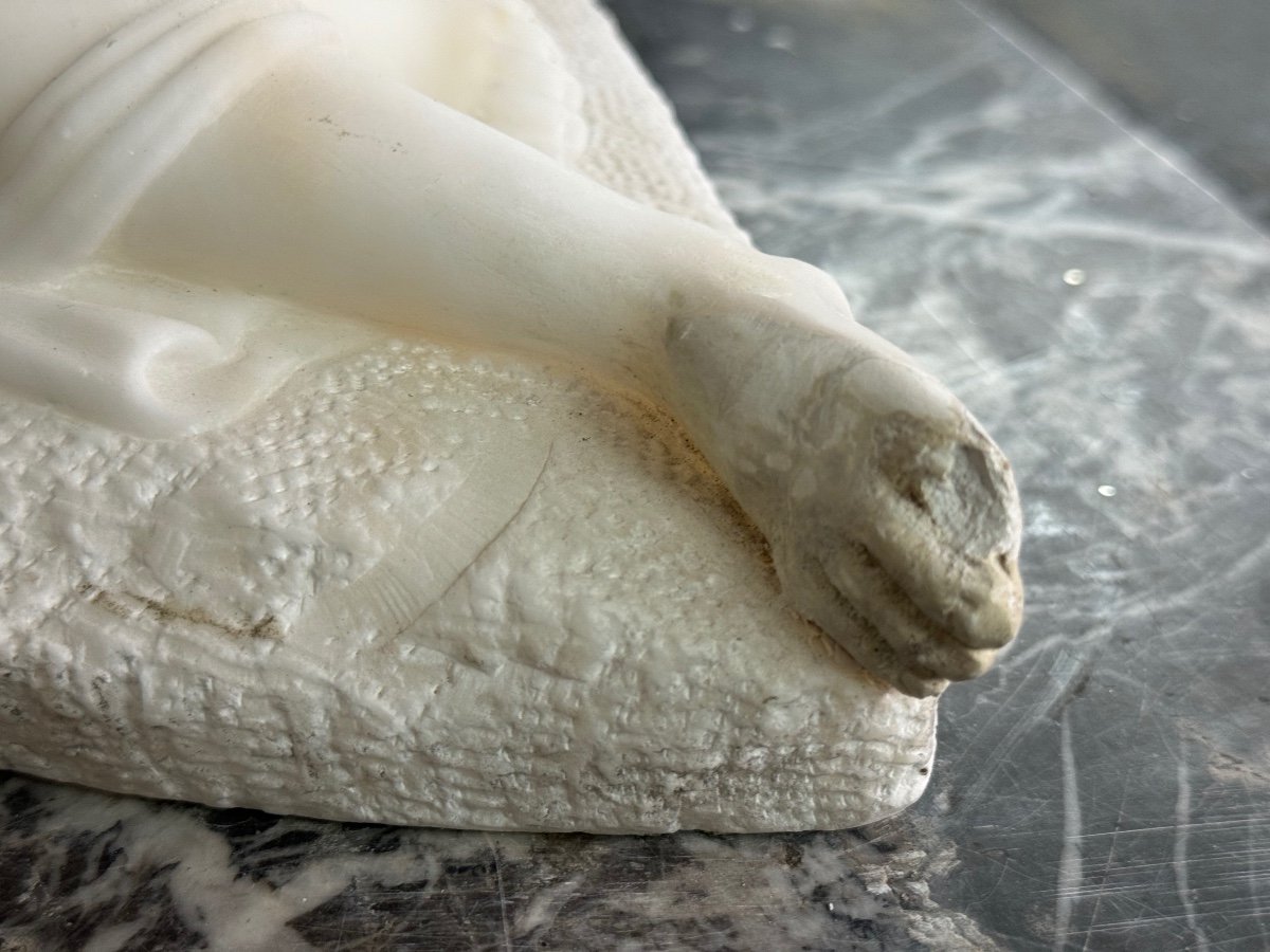 Cupid And Psyche, White Carrara Marble Sculpture After Canova, Circa 1880-photo-4