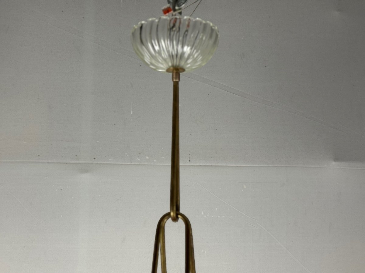 Venetian Murano Glass And Brass Chandelier Circa 1950-photo-3