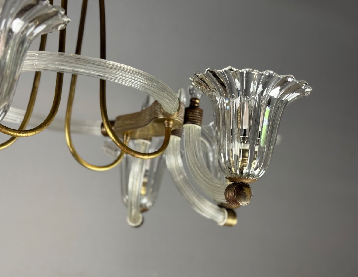 Venetian Murano Glass And Brass Chandelier Circa 1950-photo-2