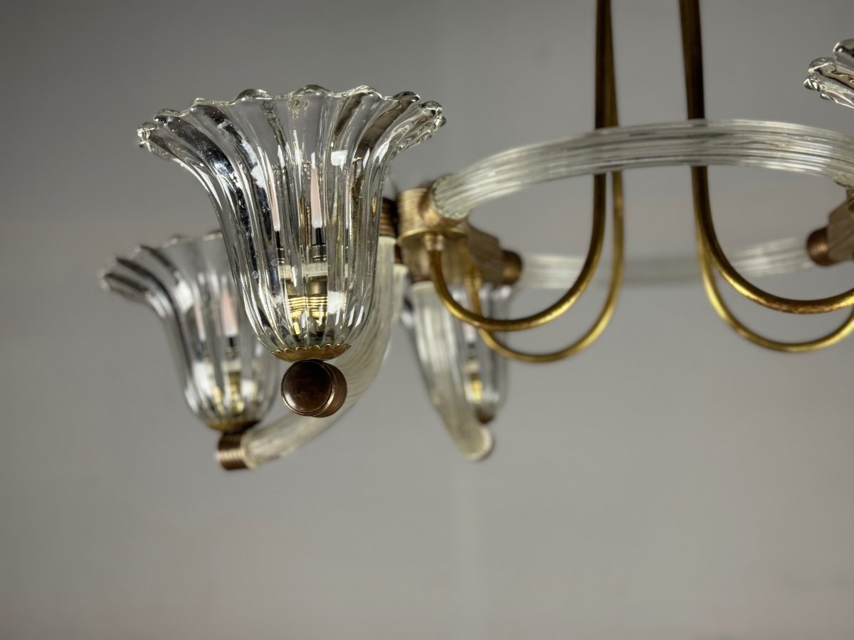 Venetian Murano Glass And Brass Chandelier Circa 1950-photo-3