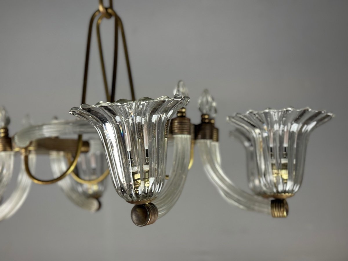 Venetian Murano Glass And Brass Chandelier Circa 1950-photo-5